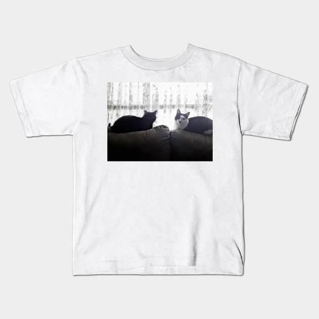 Cats on a couch Kids T-Shirt by Crafty fae